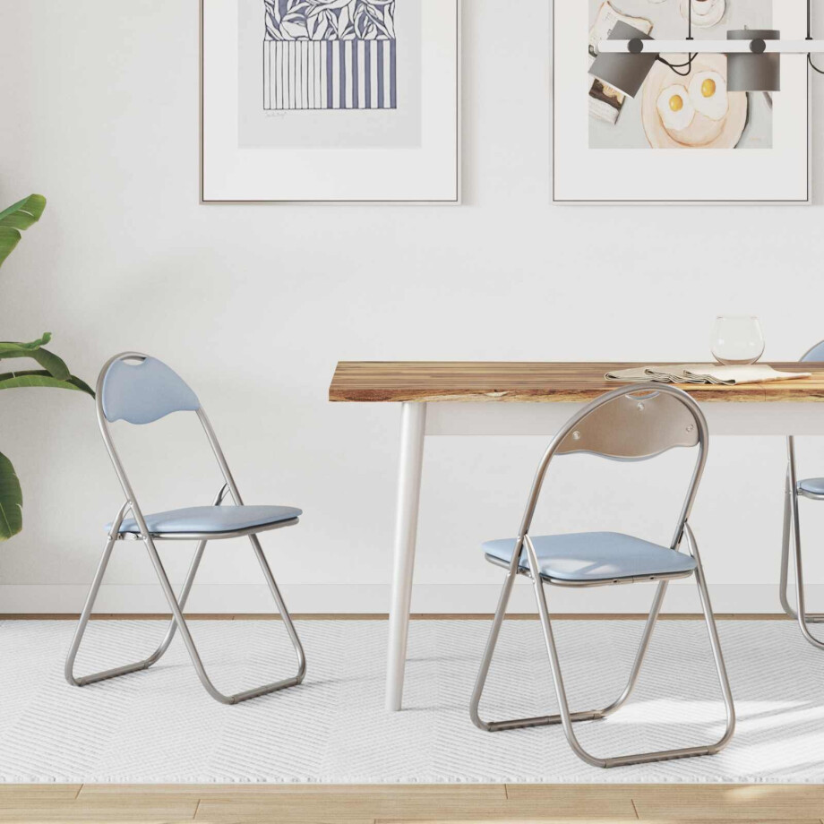 vidaXL Inklapbare stoel 2 pcs Grijs 48 x 43,5 x 81 cm Nep Leer afbeelding 1