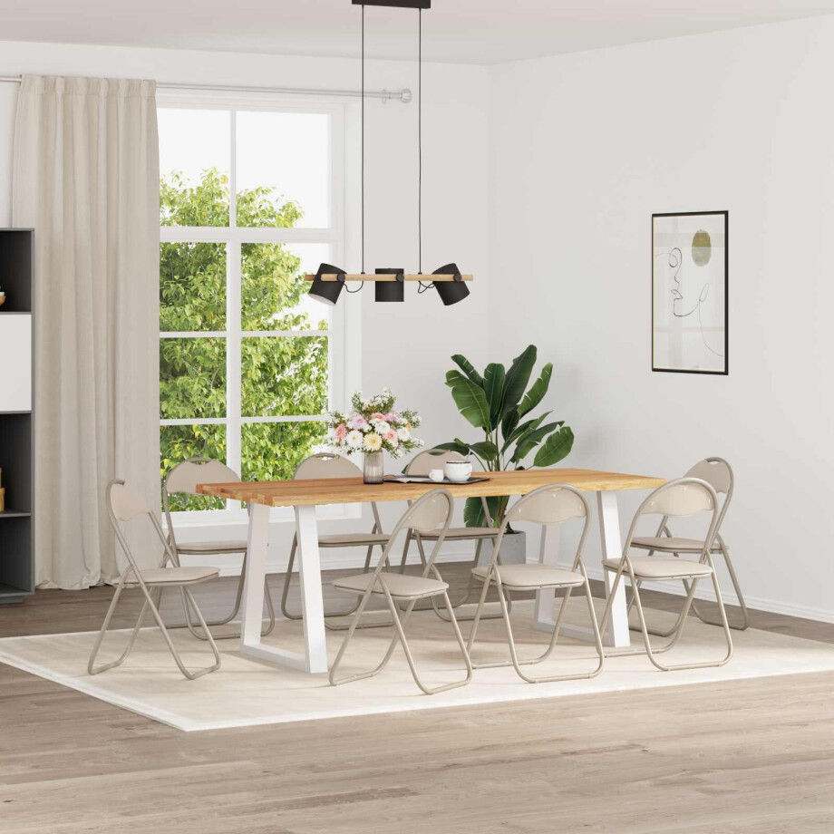 vidaXL Inklapbare stoel 8 pcs Zand 48 x 43,5 x 81 cm Nep Leer afbeelding 1