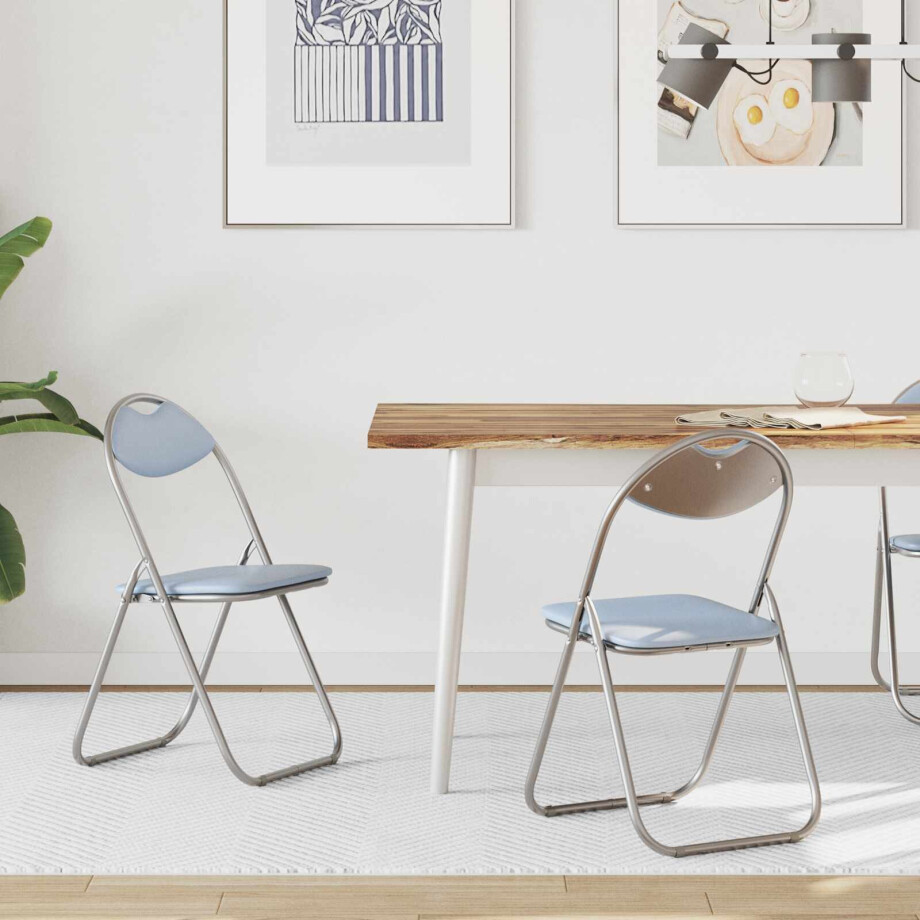 vidaXL Inklapbare stoel 2 pcs Grijs 48 x 43,5 x 81 cm Nep Leer afbeelding 1