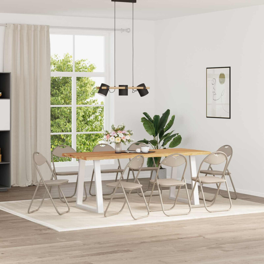 vidaXL Inklapbare stoel 8 pcs Zand 48 x 43,5 x 81 cm Nep Leer afbeelding 1