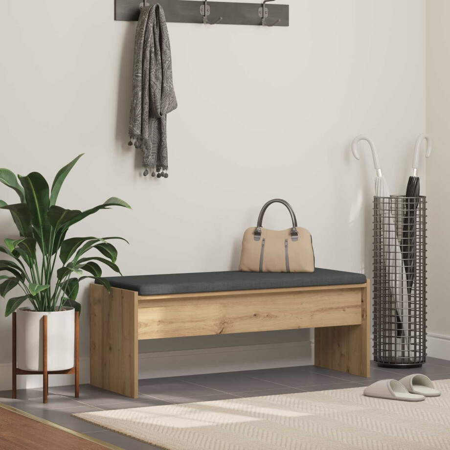 vidaXL Schoenbank met kussen Artisanaal eiken 103 x 38 x 40 cm vidaXL Schoenbank met kussen Artisanaal eiken 103 x 38 x 40 cm afbeelding 1