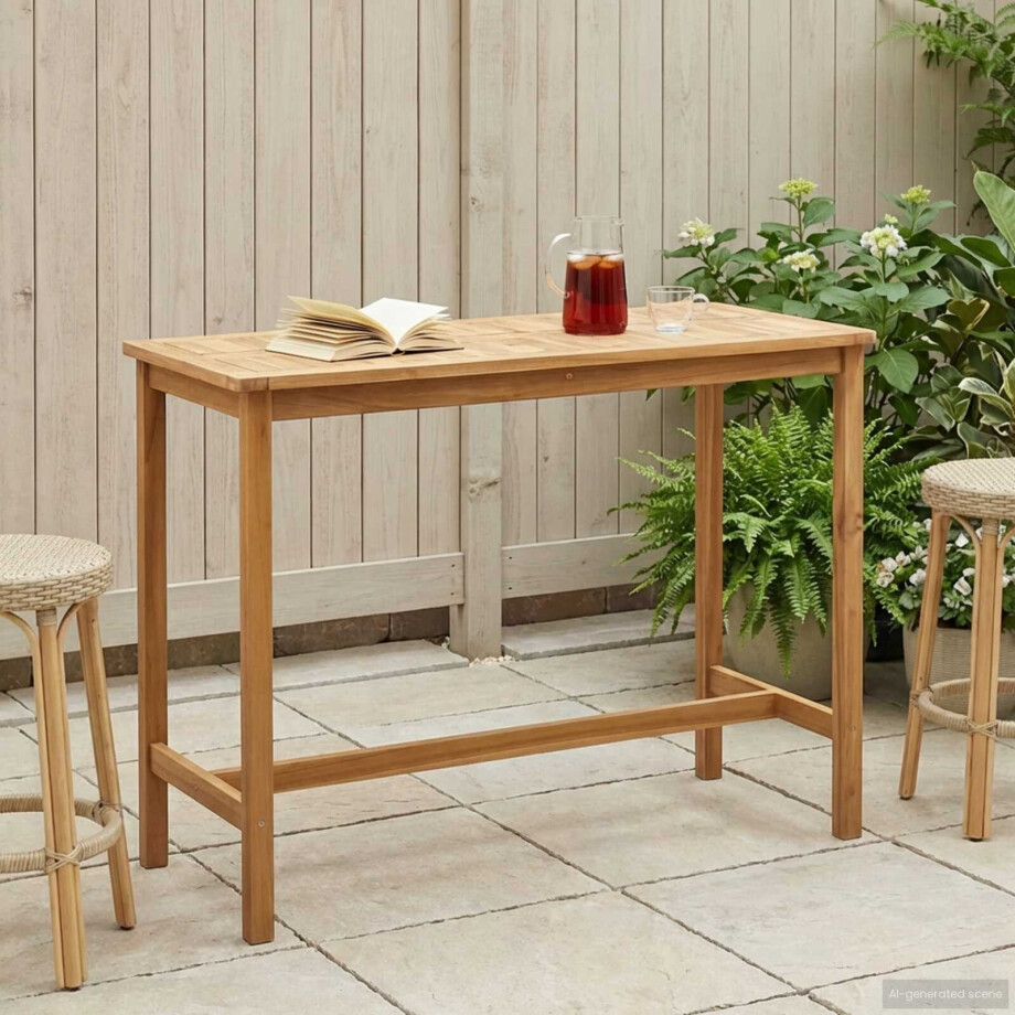 vidaXL Bartafel Naturel 150 x 75 x 105 cm Massief Teakhout afbeelding 1