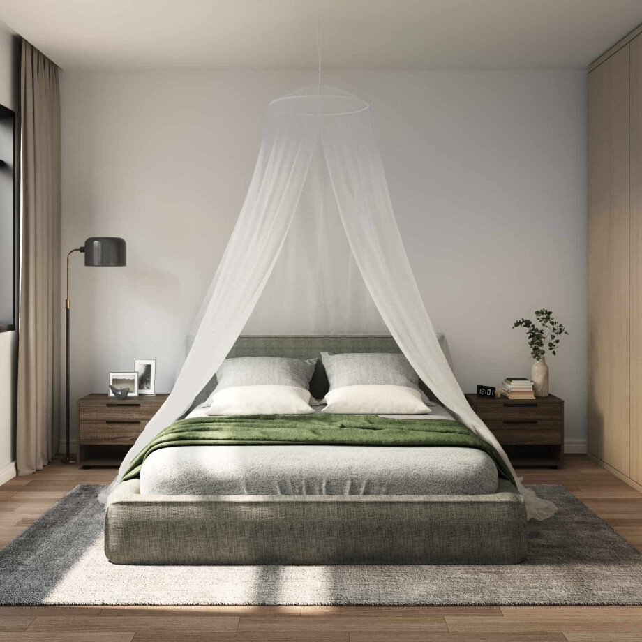 vidaXL Klamboe voor bed 3 st 156 mesh Wit ⌀56 x 220 cm Polyester vidaXL Klamboe voor bed 3 st 156 mesh Wit ⌀56 x 220 cm Polyester afbeelding 1