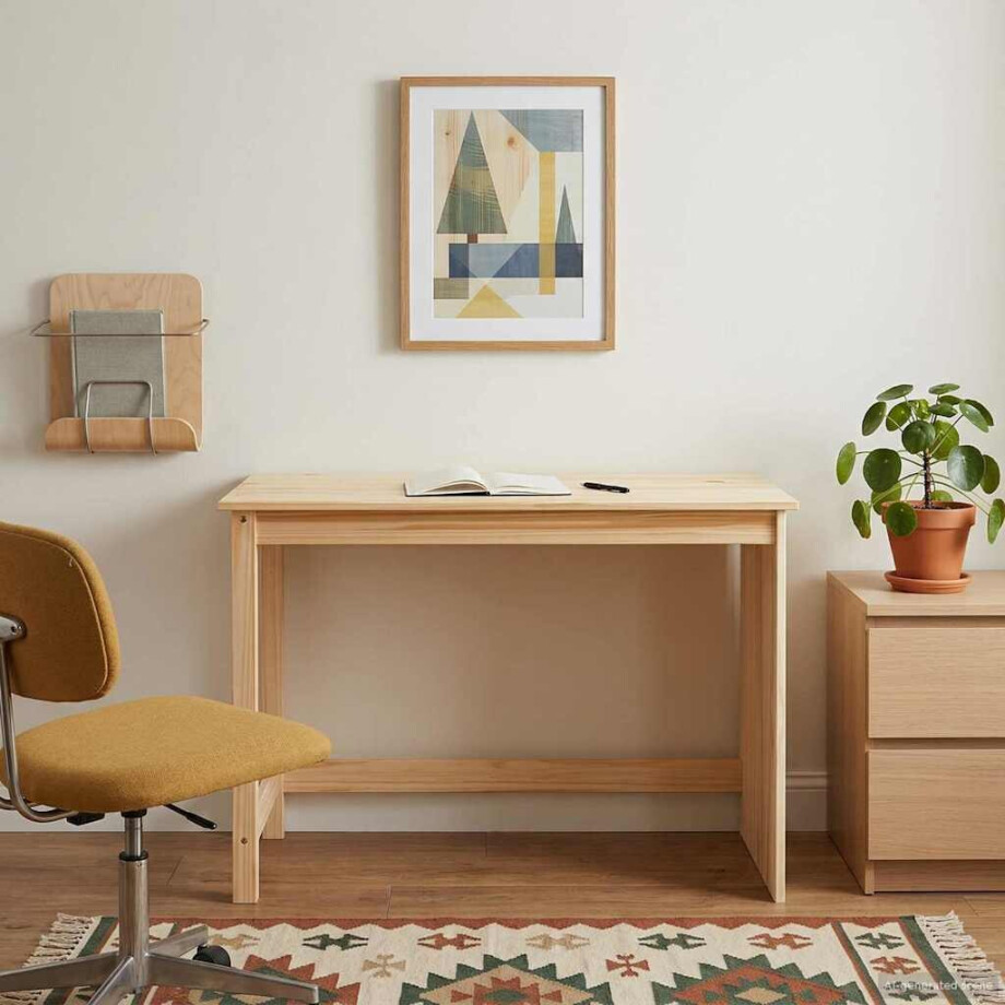 vidaXL Bureau Bruin 112 x 50 x 75 cm Massief Vurenhout vidaXL Bureau Bruin 112 x 50 x 75 cm Massief Vurenhout afbeelding 1