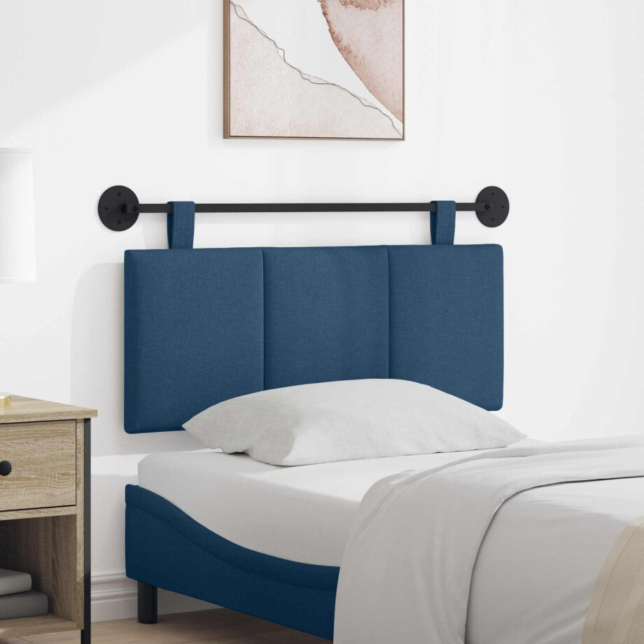 vidaXL Hangend hoofdbord Blauw Stof afbeelding 1
