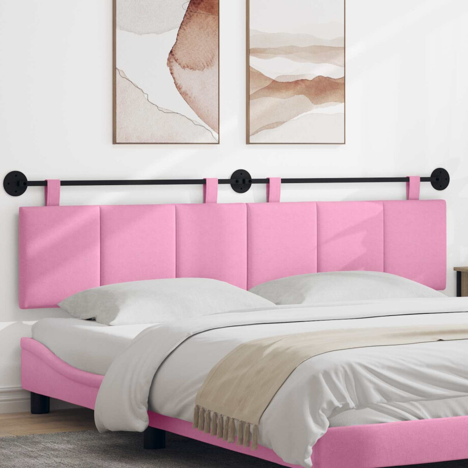 vidaXL Hangend hoofdbord Roze Stof afbeelding 1