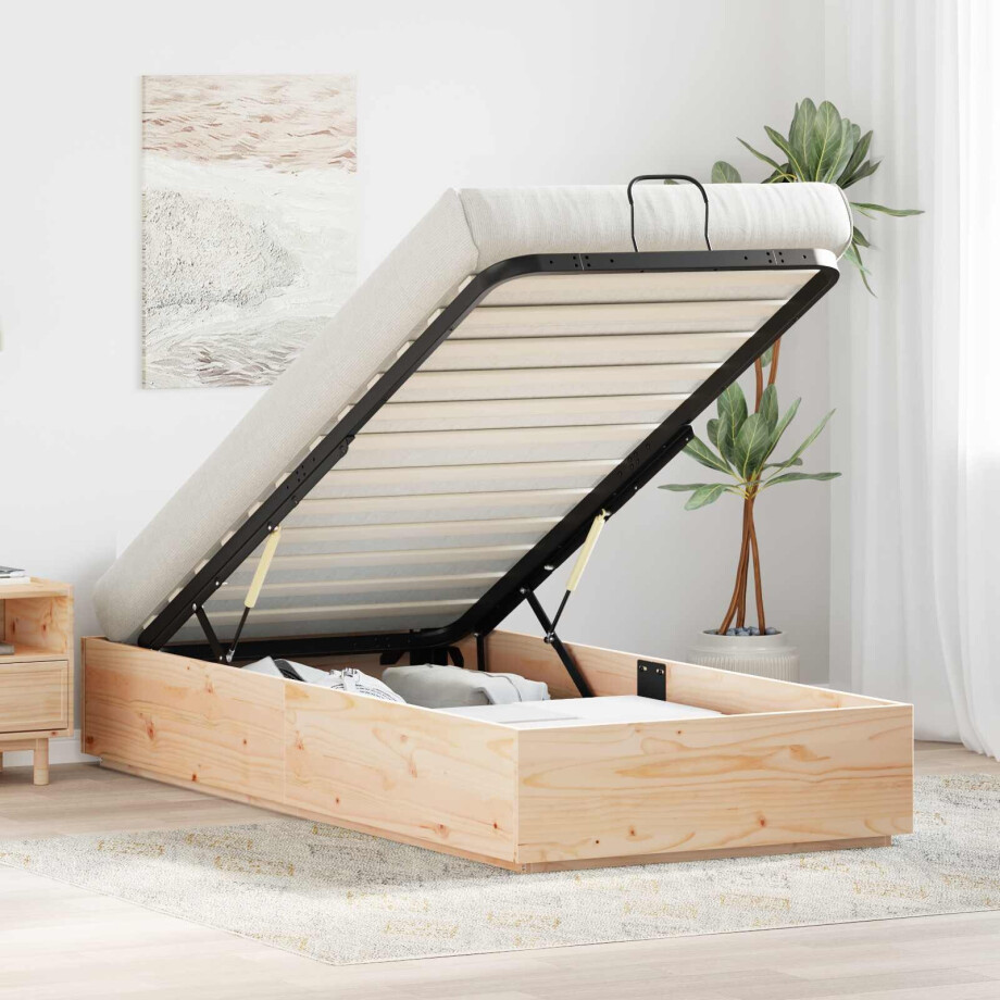 vidaXL Ottoman Bedframe Naturel 75 x 190 cm Massief grenenhout vidaXL Ottoman Bedframe Naturel 75 x 190 cm Massief grenenhout afbeelding 1