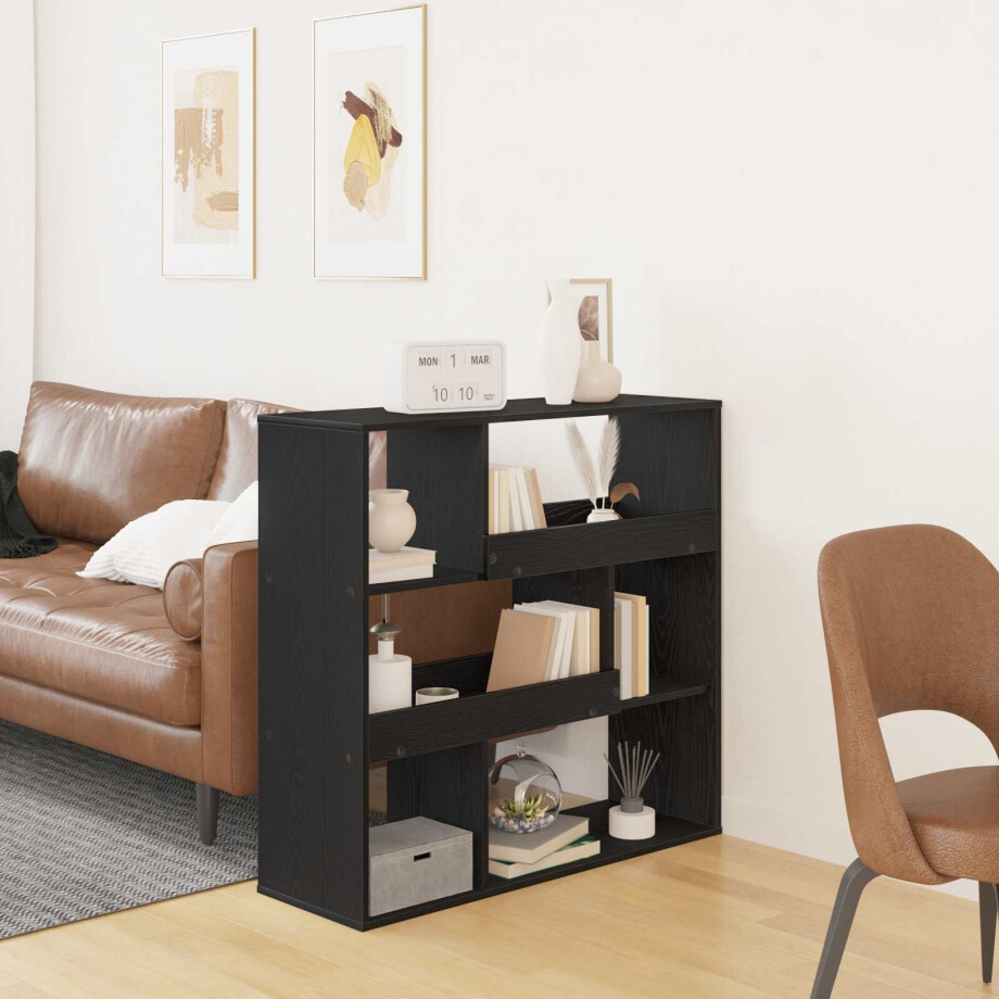 vidaXL Boekenplank Zwart Eiken 100 x 33 x 94,5 cm Bewerkt hout afbeelding 1