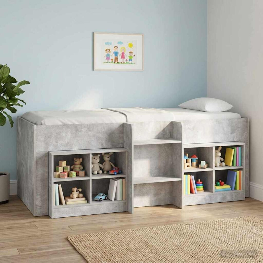 vidaXL Kinder Hoogslaper 2 pcs Beton 193 x 96,1 x 68,5 cm Bewerkt hout afbeelding 1