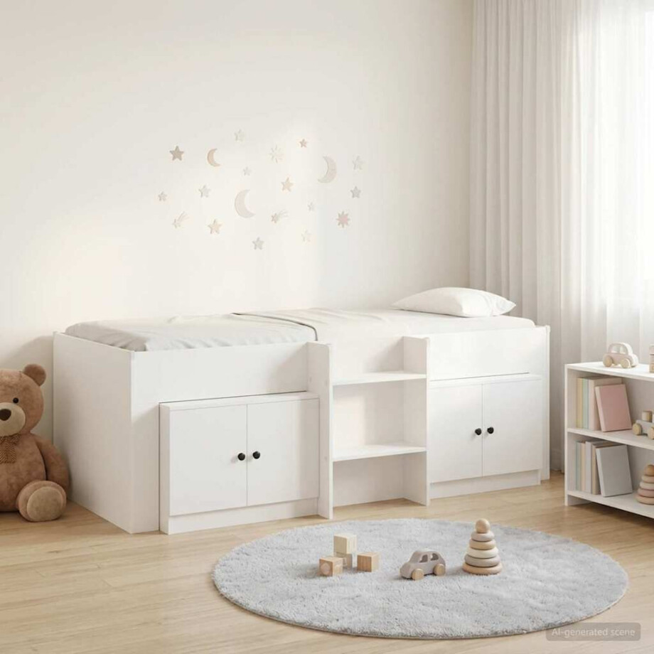 vidaXL Loft Bed Frame met Kast met opslag 3 pcs Wit Bewerkt hout vidaXL Loft Bed Frame met Kast met opslag 3 pcs Wit Bewerkt hout afbeelding 1
