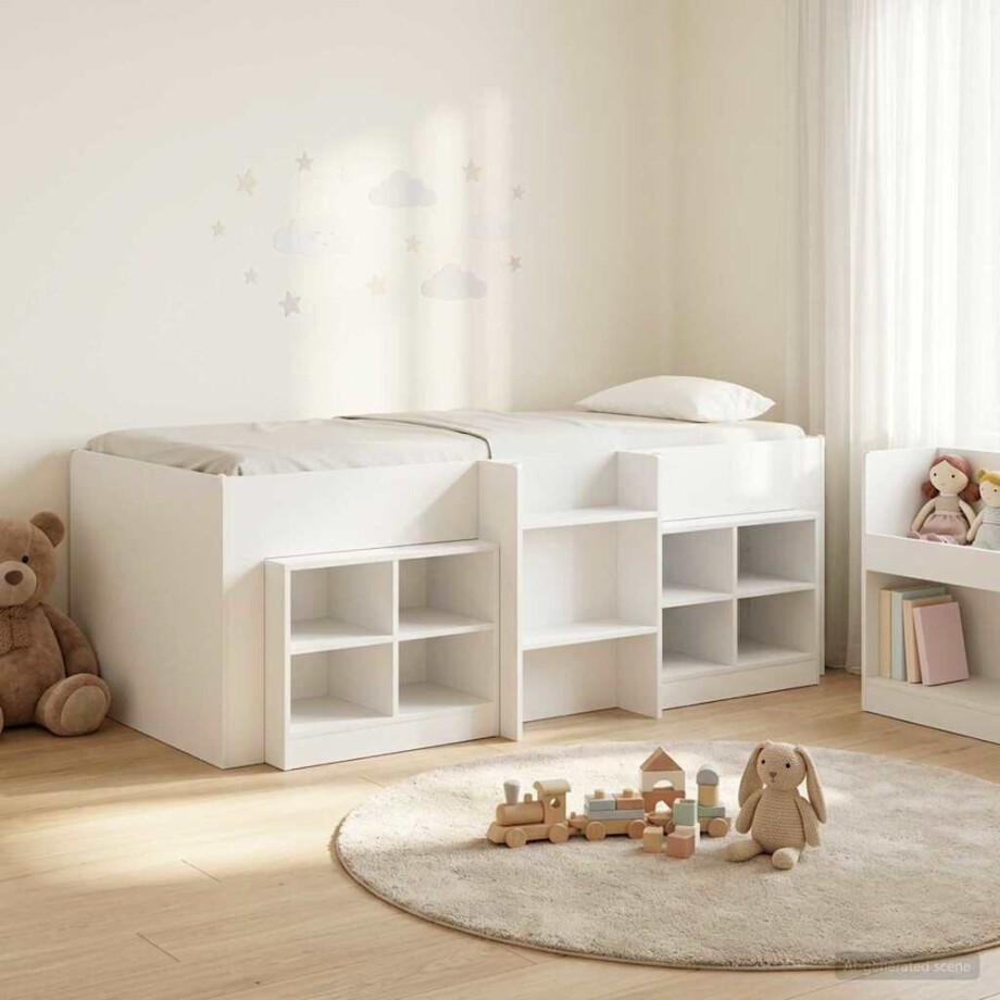 vidaXL Loft Bed Frame met Kast met plank 3 pcs Wit Bewerkt hout vidaXL Loft Bed Frame met Kast met plank 3 pcs Wit Bewerkt hout afbeelding 1