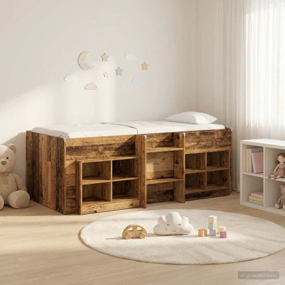 vidaXL Loft Bed Frame met Kast met plank 3 st Oud hout Bewerkt hout vidaXL Loft Bed Frame met Kast met plank 3 st Oud hout Bewerkt hout afbeelding 1