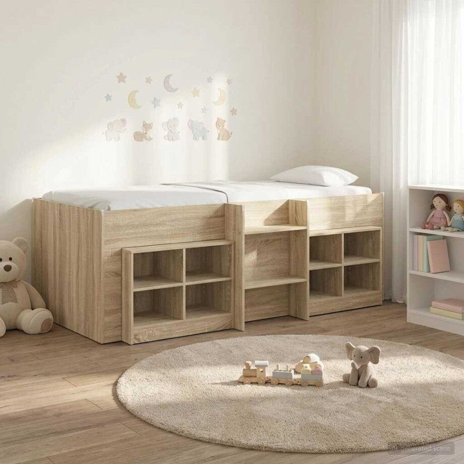 vidaXL Loft Bed Frame met Kast 3 st Sonoma Eiken Bewerkt hout afbeelding 1