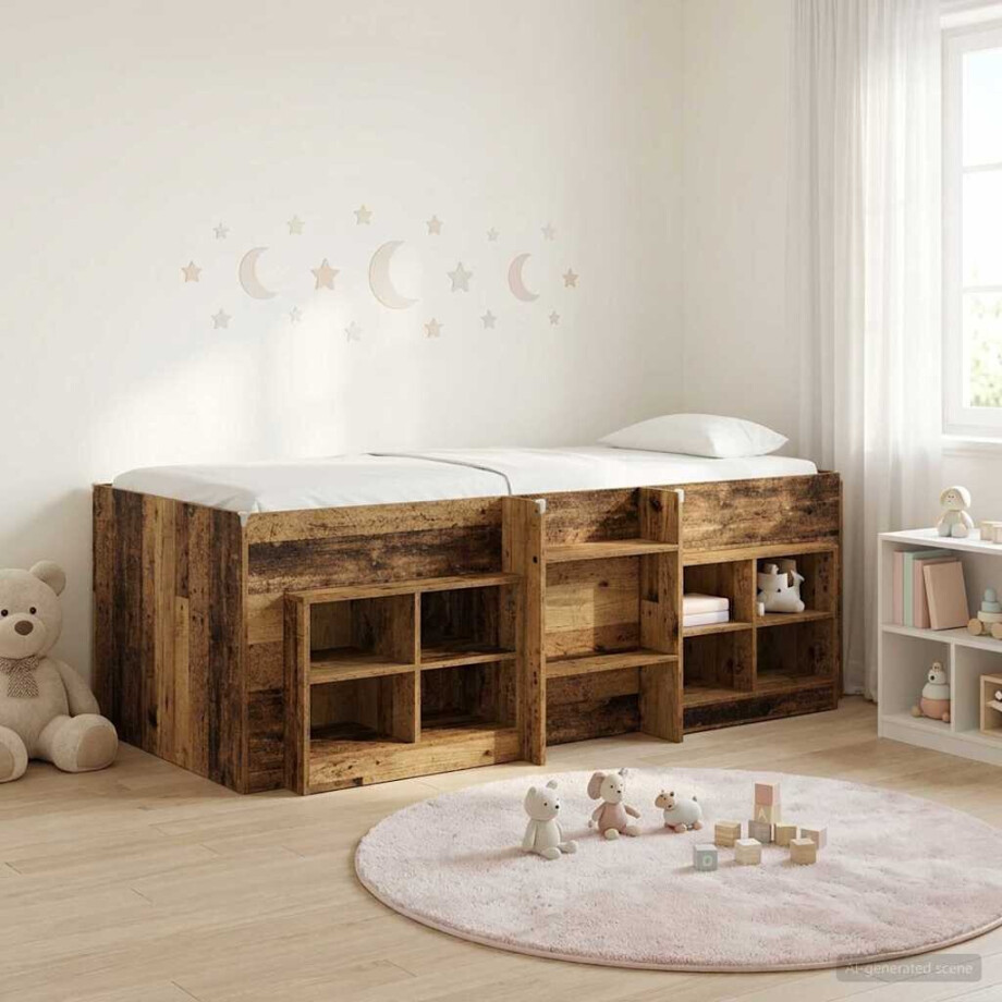 vidaXL Loft Bed Frame met Kast met plank 3 st Oud hout Bewerkt hout vidaXL Loft Bed Frame met Kast met plank 3 st Oud hout Bewerkt hout afbeelding 1