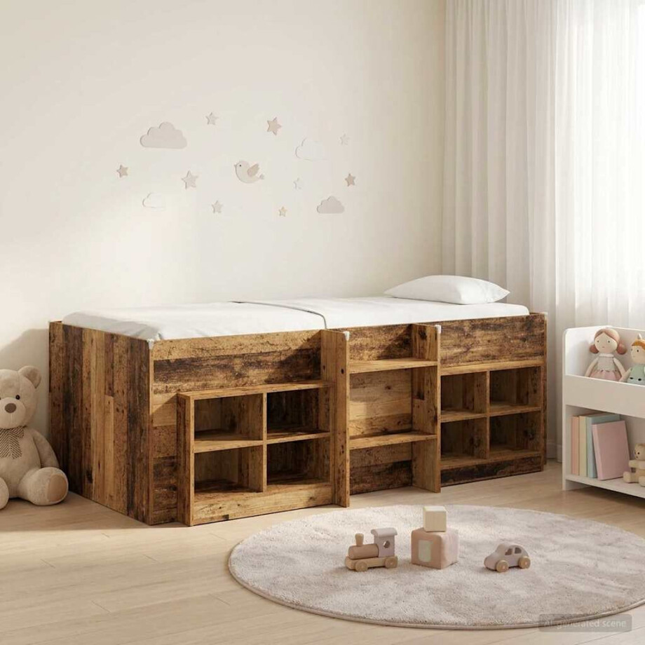 vidaXL Loft Bed Frame met Kast met plank 3 st Oud hout Bewerkt hout vidaXL Loft Bed Frame met Kast met plank 3 st Oud hout Bewerkt hout afbeelding 1