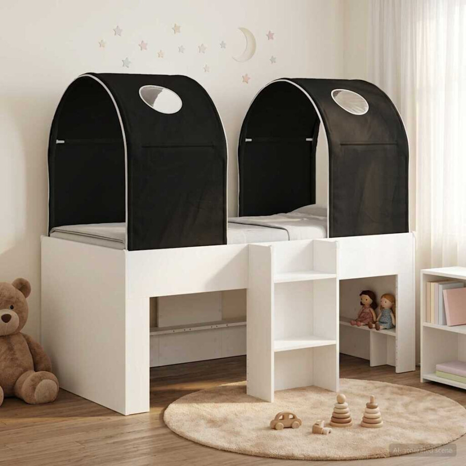 vidaXL Bed met Tunnel 4 pcs Wit en zwart Bewerkt hout afbeelding 1