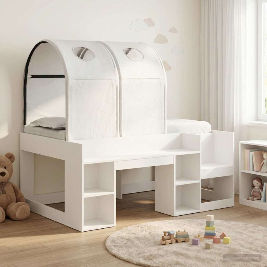 vidaXL Bed met Tunnel 4 pcs Wit Bewerkt hout afbeelding 1