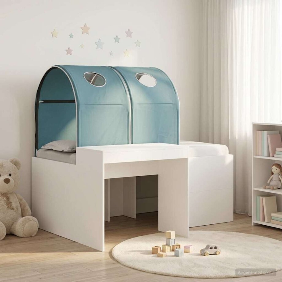 vidaXL Bed met Tunnel 4 pcs Artisian Eik en Lichtblauw Bewerkt hout afbeelding 1