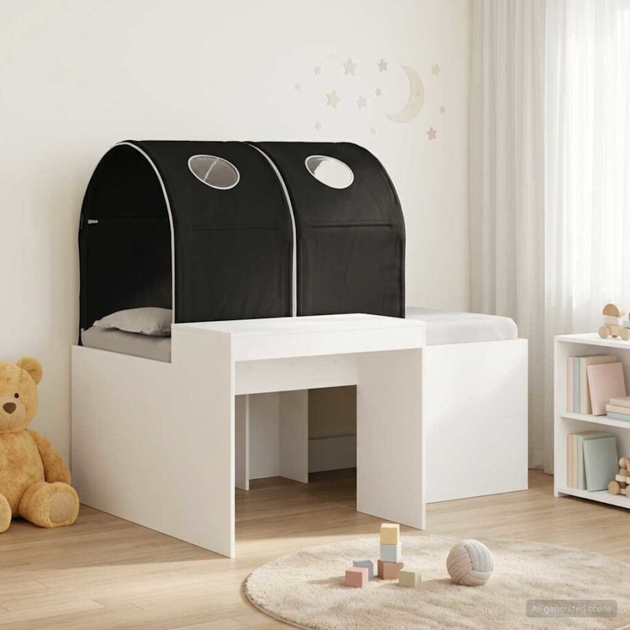 vidaXL Bed met Tunnel 4 pcs Artisian Eik en Zwart Bewerkt hout afbeelding 1