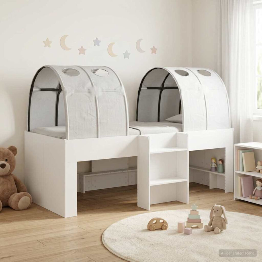 vidaXL Bed met Tunnel 4 pcs Wit Bewerkt hout vidaXL Bed met Tunnel 4 pcs Wit Bewerkt hout afbeelding 1