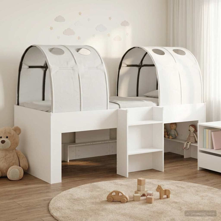 vidaXL Bed met Tunnel 4 pcs Wit Bewerkt hout afbeelding 1