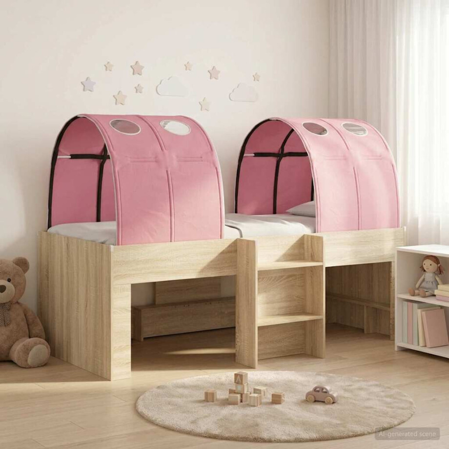 vidaXL Bed met Tunnel 4 pcs Sonoma en Roze Bewerkt hout afbeelding 1