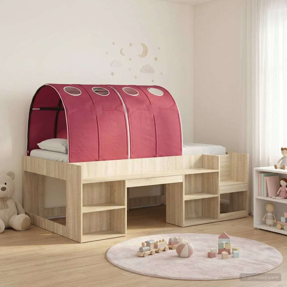 vidaXL Hoge Bedframe voor Kinderen met Opslag 3 st Bewerkt hout vidaXL Hoge Bedframe voor Kinderen met Opslag 3 st Bewerkt hout afbeelding 1