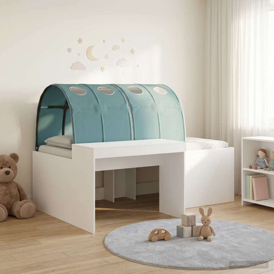 vidaXL Bed met Tunnel 4 pcs Artisian Eik en Lichtblauw Bewerkt hout afbeelding 1