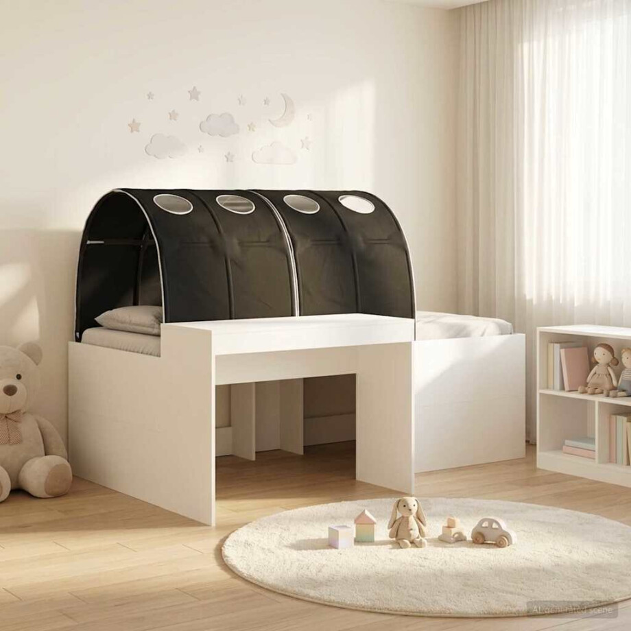 vidaXL Bed met Tunnel 4 pcs Wit en zwart Bewerkt hout afbeelding 1