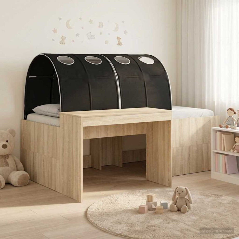 vidaXL Hoge Bed Frame met Bureau voor Kinderen 3 st Bewerkt hout afbeelding 1