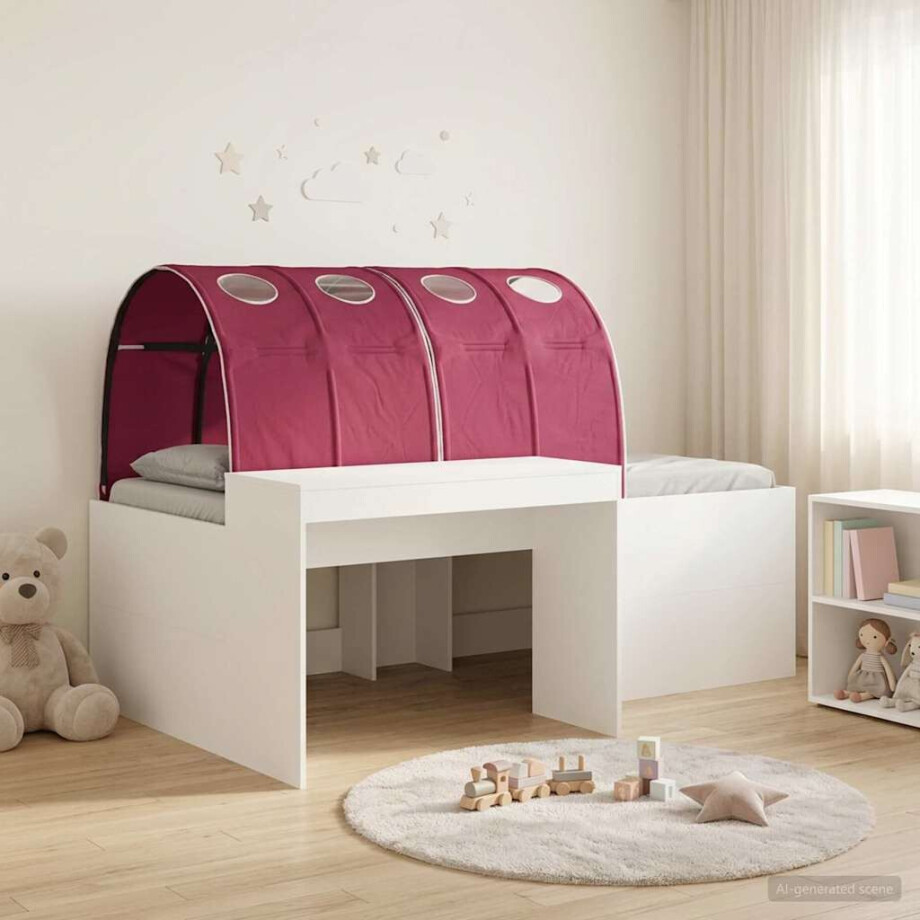 vidaXL Bed met Tunnel 4 pcs Artisian Eik en Rood Bewerkt hout afbeelding 1