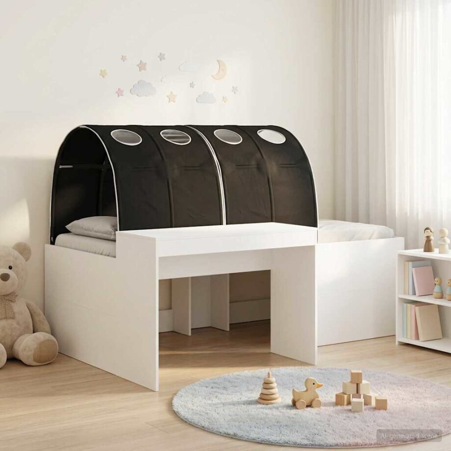 vidaXL Bed met Tunnel 4 pcs Artisian Eik en Zwart Bewerkt hout afbeelding 1