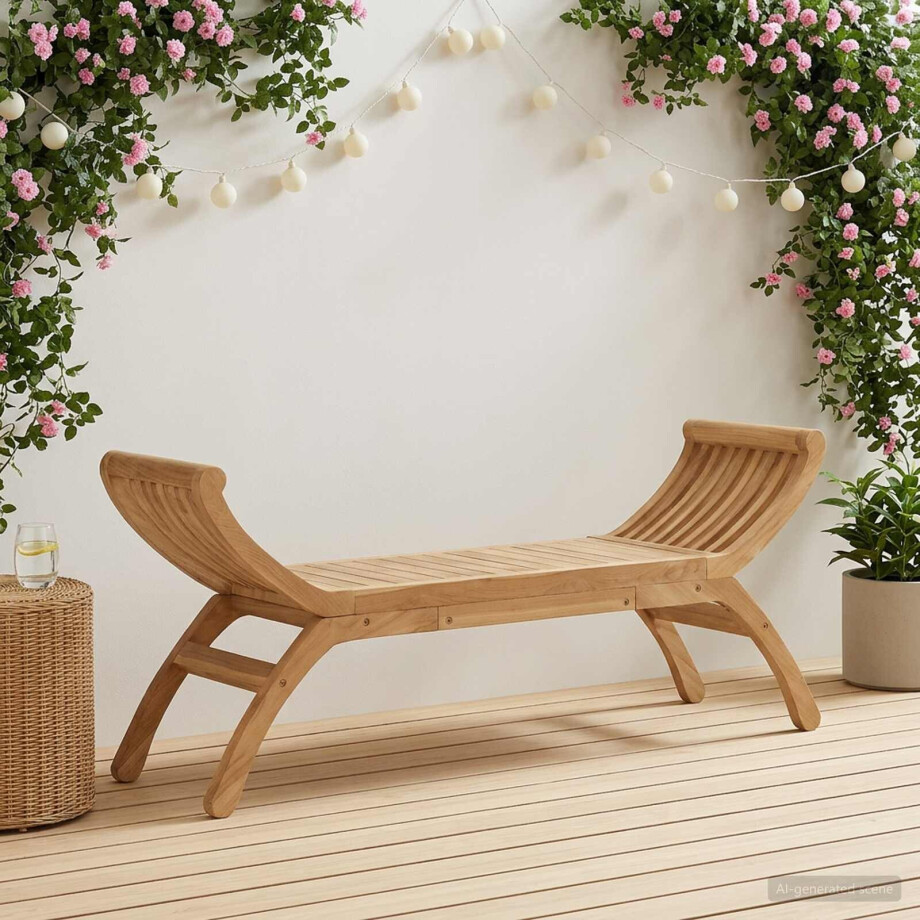vidaXL Tuinbank 2-zits 126 cm Massief Teakhout Naturel vidaXL Tuinbank 2-zits 126 cm Massief Teakhout Naturel afbeelding 1