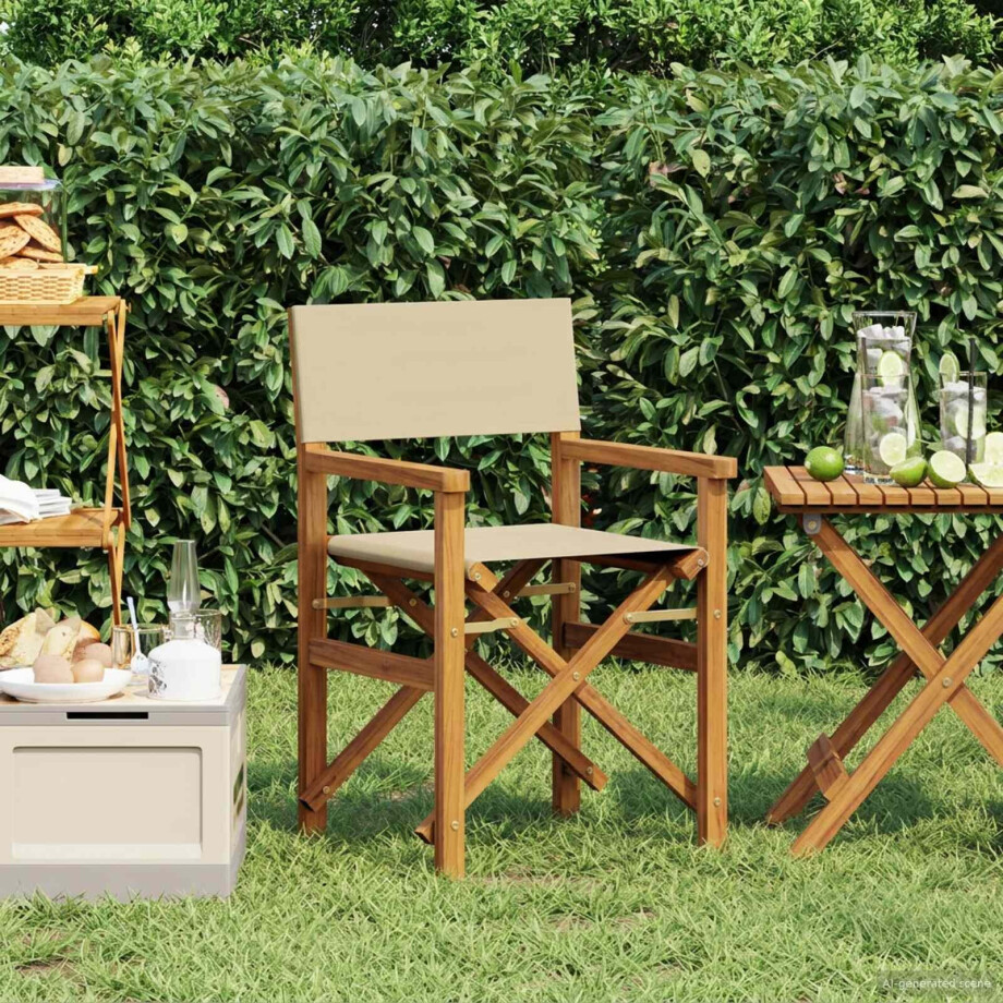 vidaXL Eetkamerstoel Bruin en beige 56 x 54 x 87 cm Massief Teakhout vidaXL Eetkamerstoel Bruin en beige 56 x 54 x 87 cm Massief Teakhout afbeelding 1