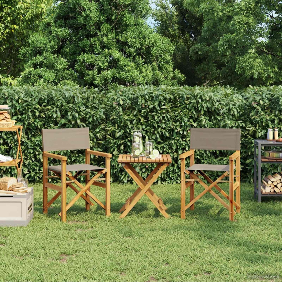 vidaXL Eetkamerstoel 56 x 54 x 87 cm 100% Polyester Massief Teak afbeelding 1