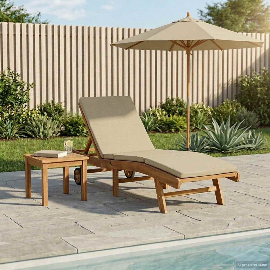 vidaXL Ligstoel Bruin en beige Polyester afbeelding 1