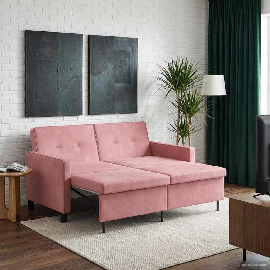 vidaXL Slaapbank Roze Stof afbeelding 1
