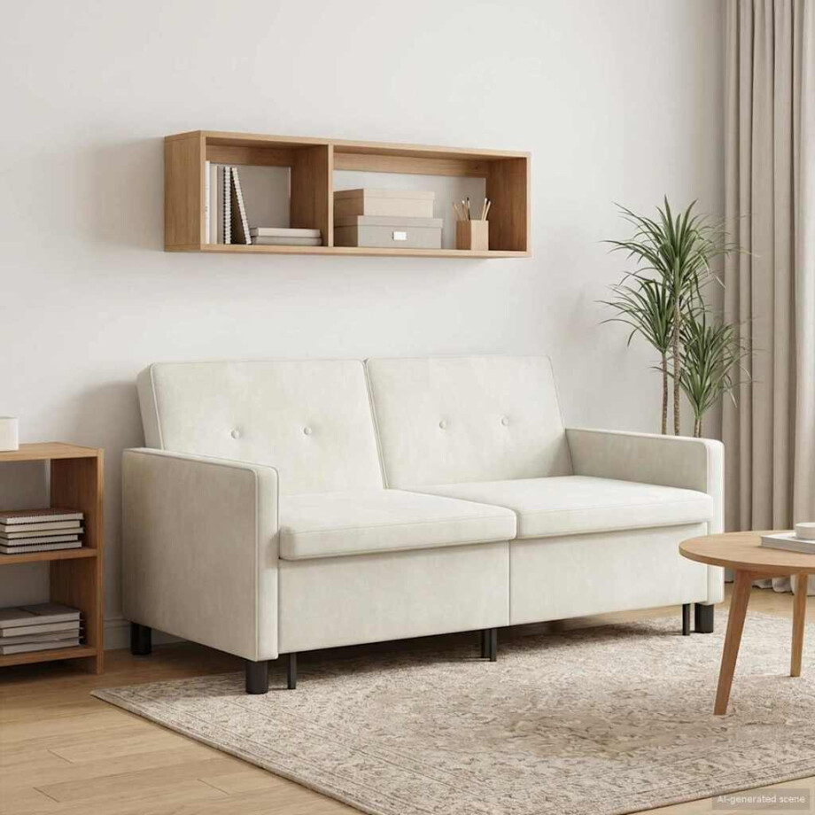 vidaXL Slaapbank Crèmekleurig Stof vidaXL Slaapbank Crèmekleurig Stof afbeelding 1