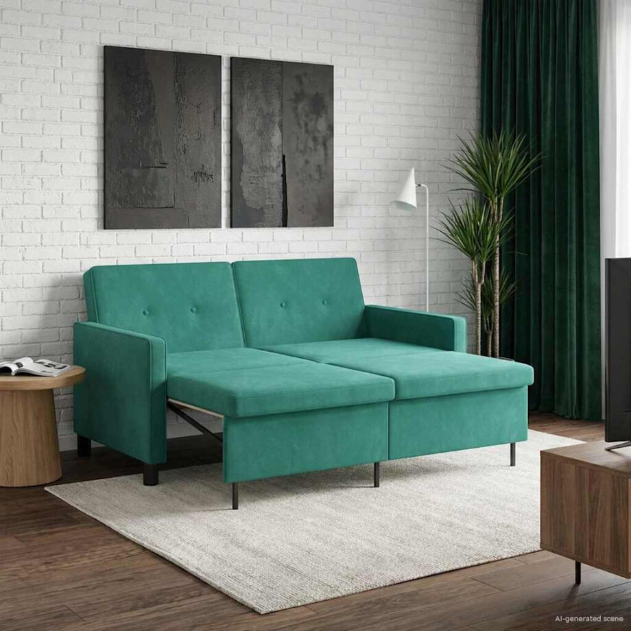 vidaXL Slaapbank Turquoise Stof afbeelding 1