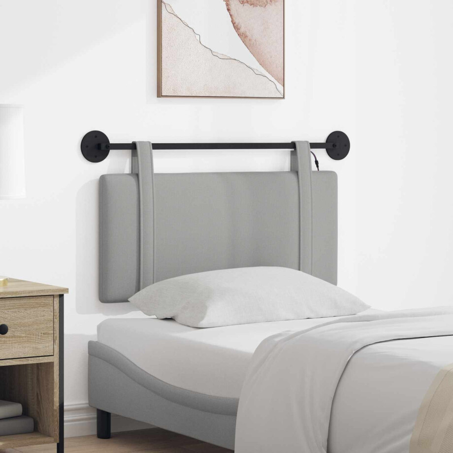 vidaXL Hangend hoofdbord Met LED-verlichting Wolkengrijs Stof afbeelding 1
