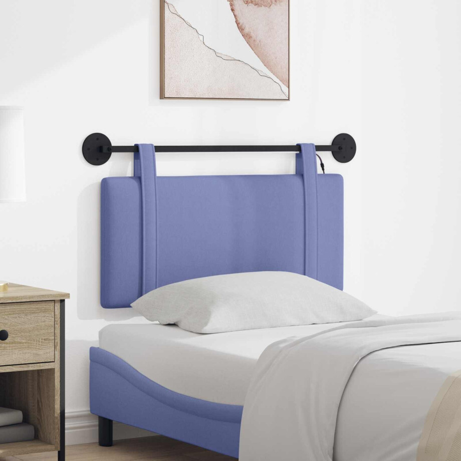 vidaXL Hangend hoofdbord Met LED-verlichting Jeans Blauw Stof afbeelding 1