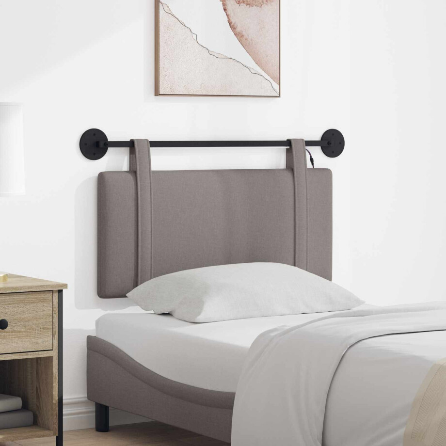 vidaXL Hangend hoofdbord Met LED-verlichting Taupe Stof afbeelding 1