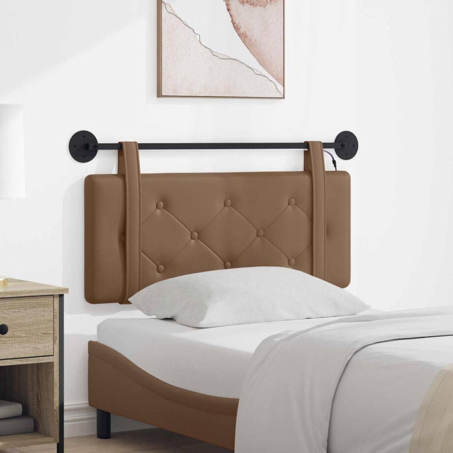 vidaXL Hangend hoofdbord Met LED-verlichting Cappuccino Kunstleer vidaXL Hangend hoofdbord Met LED-verlichting Cappuccino Kunstleer afbeelding 1