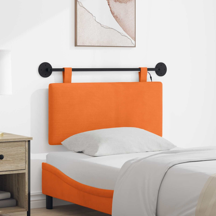 vidaXL Hangend hoofdbord Met LED-verlichting Oranje Katoen Stof vidaXL Hangend hoofdbord Met LED-verlichting Oranje Katoen Stof afbeelding 1