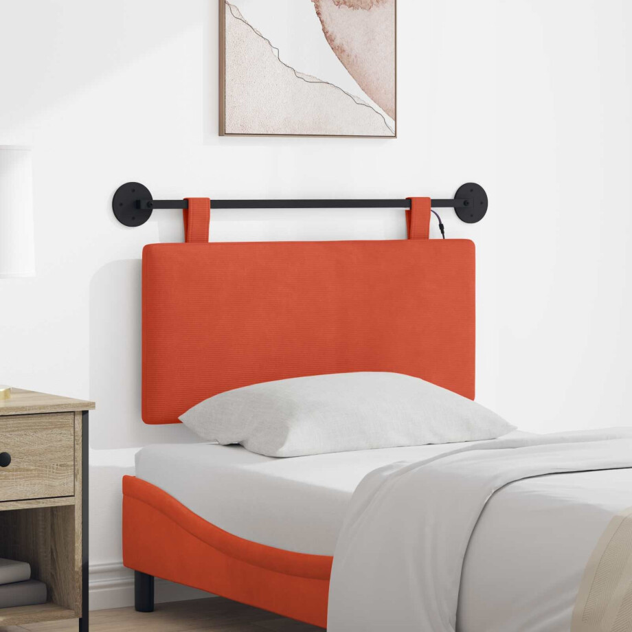 vidaXL Hangend hoofdbord Met LED-verlichting Rood-oranje Katoen Stof afbeelding 1