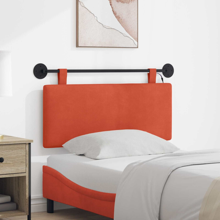 vidaXL Hangend hoofdbord Met LED-verlichting Rood-oranje Katoen Stof afbeelding 1