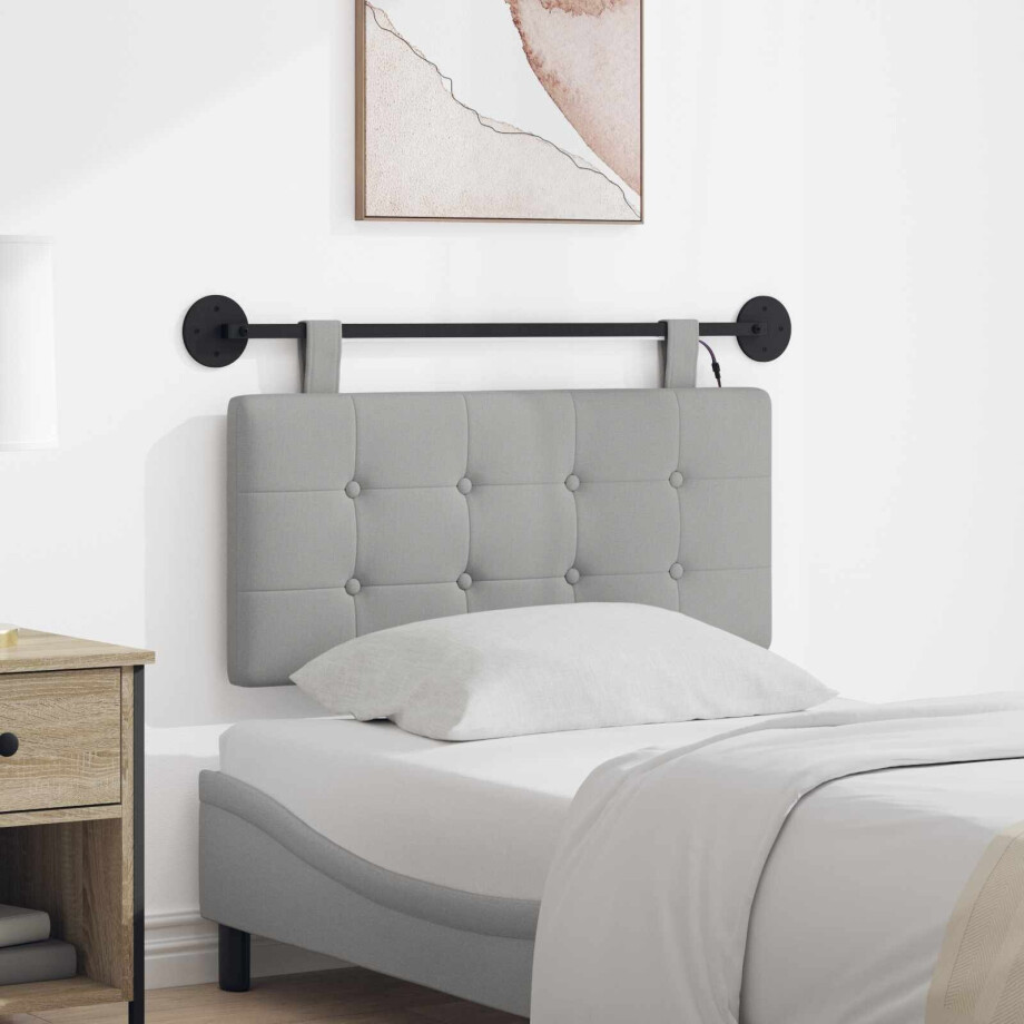 vidaXL Hangend hoofdbord Met LED-verlichting Wolkengrijs Stof afbeelding 1
