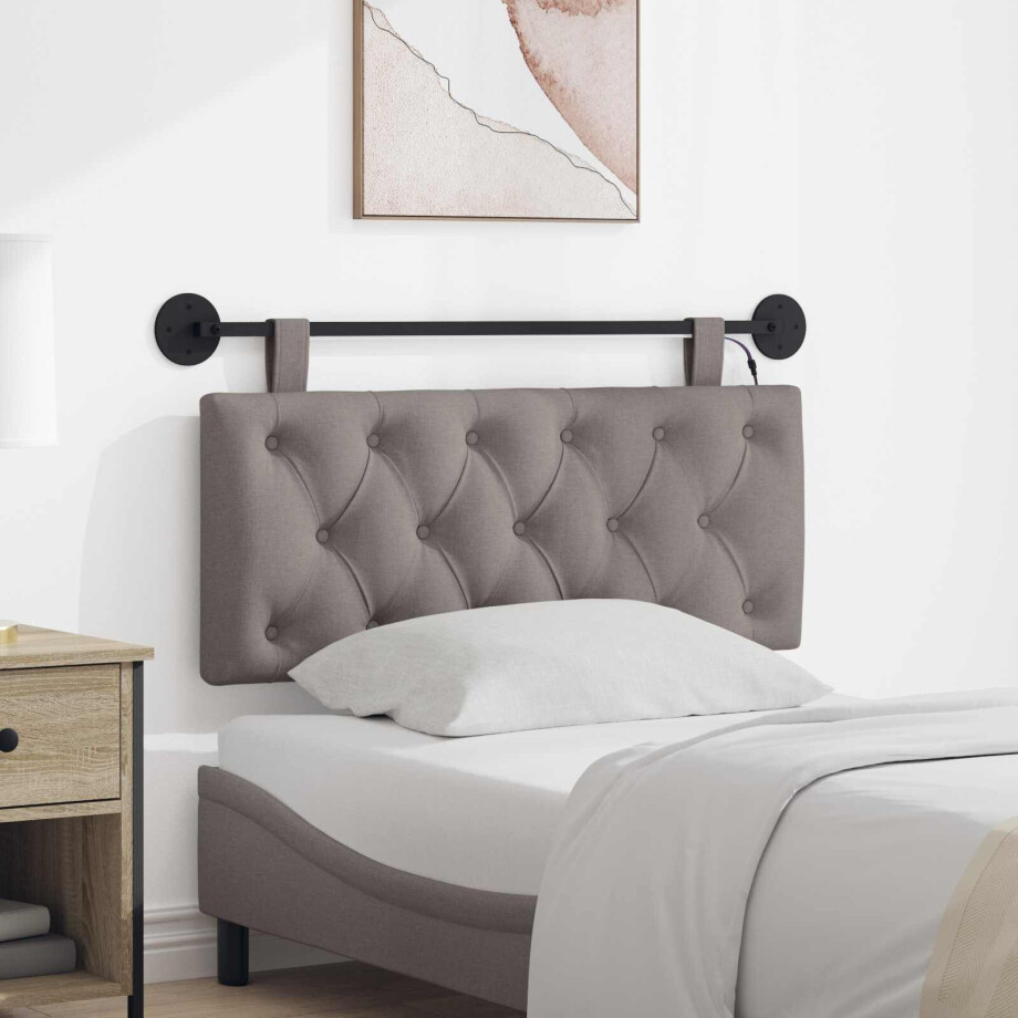 vidaXL Hangend hoofdbord Met LED-verlichting Taupe Stof vidaXL Hangend hoofdbord Met LED-verlichting Taupe Stof afbeelding 1