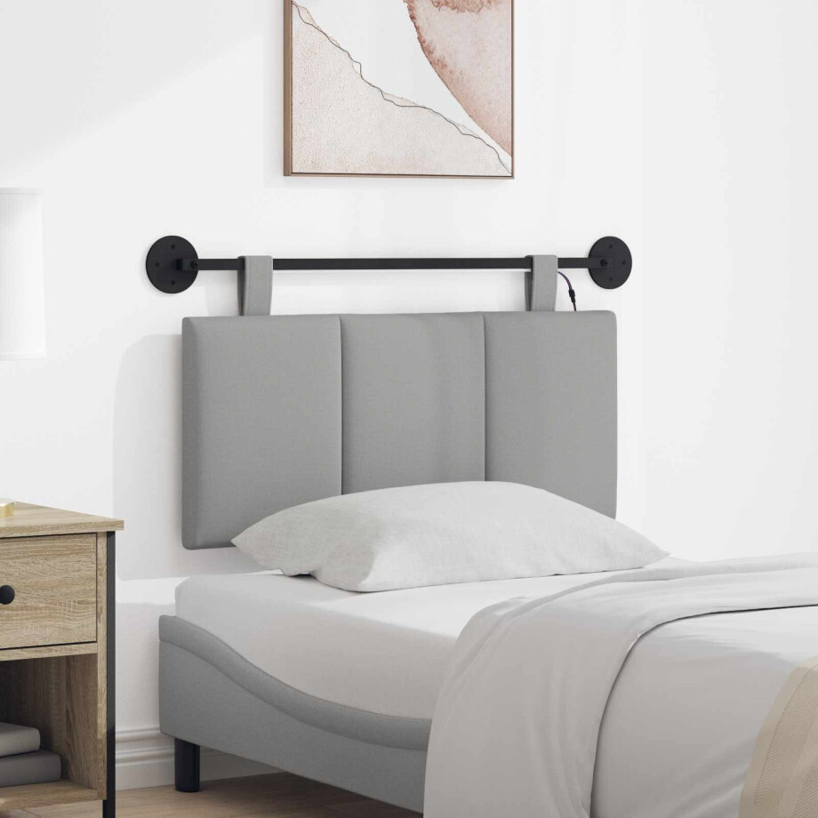 vidaXL Hangend hoofdbord Met LED-verlichting Wolkengrijs Stof afbeelding 1