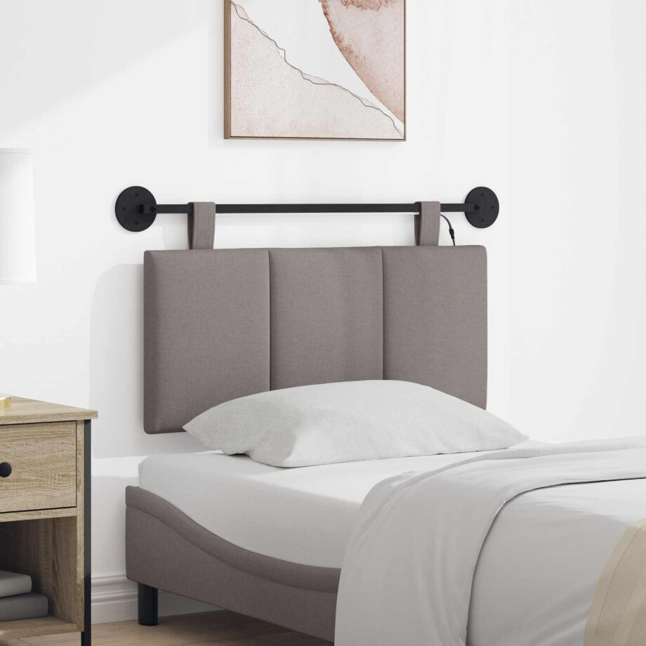 vidaXL Hangend hoofdbord Met LED-verlichting Taupe Stof vidaXL Hangend hoofdbord Met LED-verlichting Taupe Stof afbeelding 1